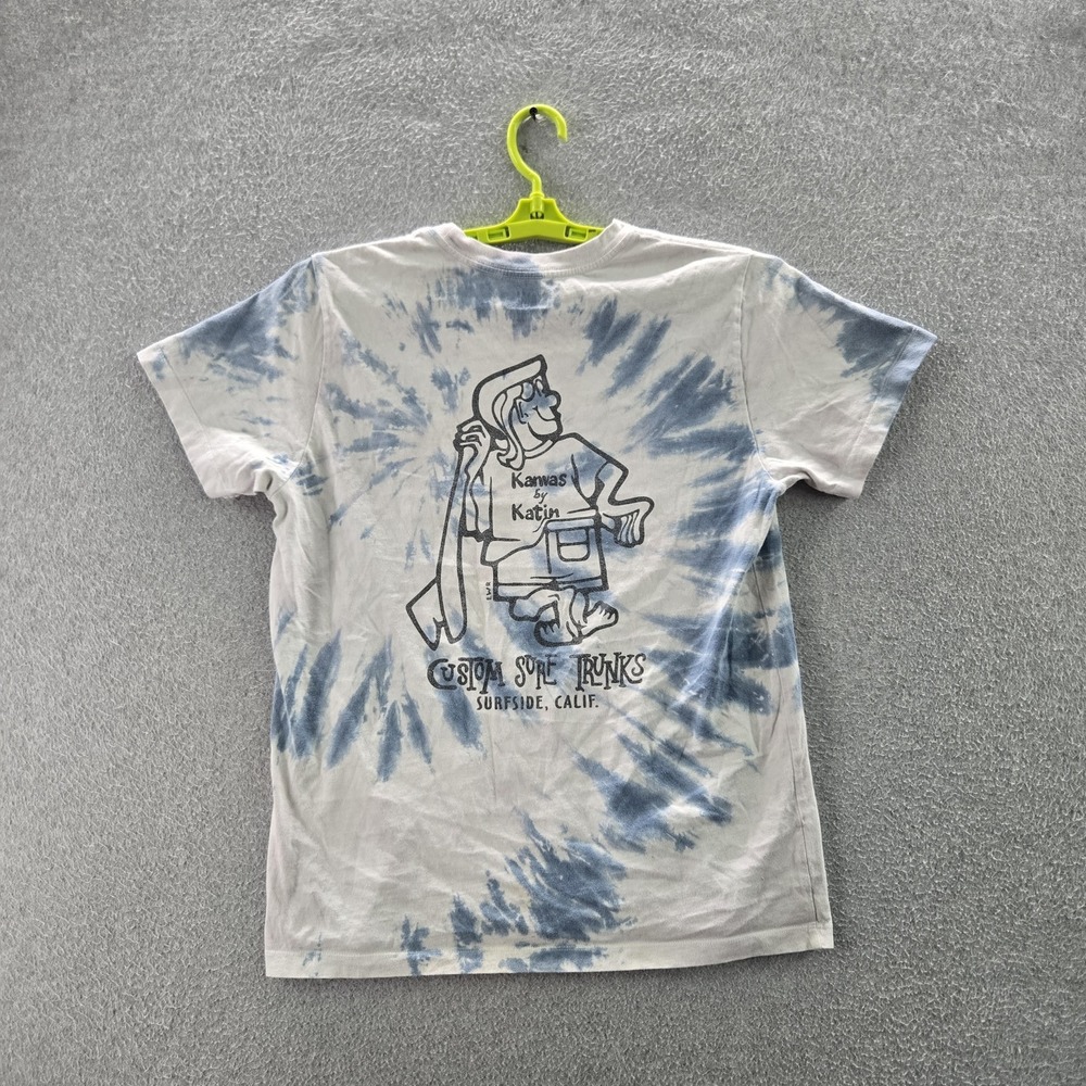 Katin Men Shirt SMALL Blue Tie‎ Dye Cartoon Figure Short Sleeve